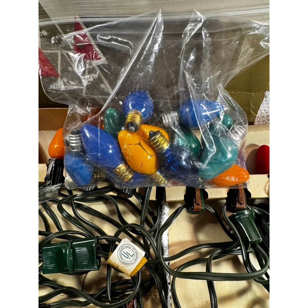 Vintage Sears 15 Indoor Christmas Tree Lights 2 Sets Working Extra Bulbs Boxes